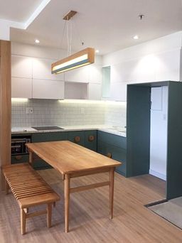 Phòng bếp, Phòng ăn - Căn hộ Compass One Bình Dương - Phong cách Color Block + Scandinavian 