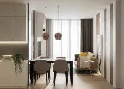 Phòng khách, Phòng ăn - Căn hộ Diamond Quận 8 85m2 - Phong cách Modern 