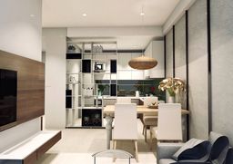Phòng khách, Phòng bếp, Phòng ăn - Căn hộ The Sun Avenue - Phong cách Modern 