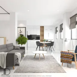 Phòng khách, Phòng bếp, Phòng ăn - Căn hộ Đảo Kim Cương Quận 2 - Phong cách Modern 