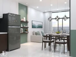 Phòng khách, Phòng ăn - Căn hộ Central Premium Quận 8 - Phong cách Scandinavian 