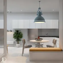 Phòng bếp, Phòng ăn - Căn hộ Sunrise City View Quận 7 - Phong cách Modern + Minimalist 