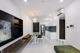 Phòng khách, Phòng bếp, Phòng ăn - Căn hộ Saigon Royal Quận 4 - Phong cách Modern 