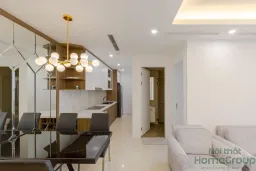 Phòng bếp, Phòng ăn - Căn hộ D'Capitale Hà Nội 70m2 - Phong cách Modern 