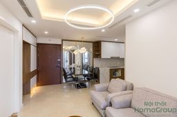 Phòng khách, Phòng ăn, Lối vào - Căn hộ D'Capitale Hà Nội 70m2 - Phong cách Modern 