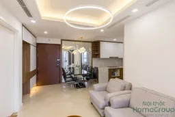 Phòng khách, Phòng ăn, Lối vào - Căn hộ D'Capitale Hà Nội 70m2 - Phong cách Modern 