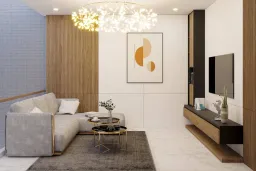 Phòng khách - Nhà phố Dĩ An Bình Dương - Phong cách Modern + Scandinavian 