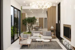 Phòng khách - Nhà phố Dĩ An Bình Dương - Phong cách Modern + Scandinavian 