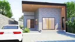 Sân để xe - Nhà phố Long Thành Đồng Nai - Phong cách Modern 