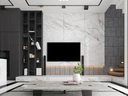 Phòng khách - Nhà phố Quận 4 - Phong cách Modern 