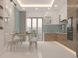 Phòng bếp, Phòng ăn - Nhà phố Quận Bình Thạnh - Phong cách Scandinavian + Modern 