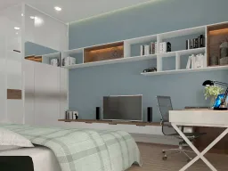 Phòng ngủ, Phòng làm việc - Nhà phố Quận Bình Thạnh - Phong cách Scandinavian + Modern 