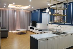 Phòng khách, Phòng bếp - Căn hộ Palm Heights Quận 2 - Phong cách Neo Classic 