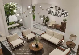 Phòng khách - Nhà phố Bình Phước - Phong cách Indochine 