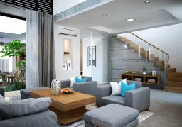 Phòng khách - Villa 1 Thủ Đức - Phong cách Japandi 