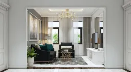 Phòng khách - Biệt thự Vinhomes Central Park Tân Cảng - Phong cách Neo Classic 