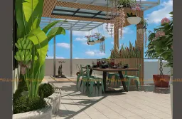 Sân thượng - Nhà phố góc Bắc Ninh - Phong cách Modern 