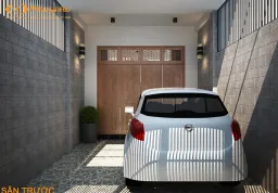 Sân để xe - Nhà phố Thủ Đức - Phong cách Modern 
