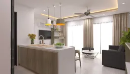 Phòng khách, Phòng bếp - Căn hộ Vistar Verde Quận 2 - Phong cách Scandinavian 