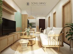 Phòng khách - Cải tạo Căn hộ Bcons Bình Dương - Phong cách Color Block 