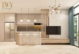 Phòng khách, Phòng bếp - Căn Hộ Chung Cư Sơn Kỳ B Tân Phú - Phong cách Modern 