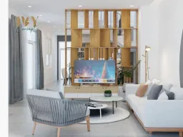 Phòng khách - Nhà phố 3PN Dĩ An Bình Dương - Phong cách Modern 