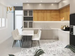 Phòng bếp, Phòng ăn - Nhà phố 3PN Dĩ An Bình Dương - Phong cách Modern 