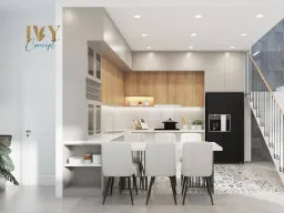 Phòng bếp, Phòng ăn - Nhà phố 3PN Dĩ An Bình Dương - Phong cách Modern 