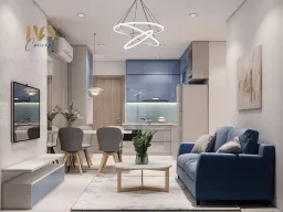 Phòng khách, Phòng bếp, Phòng ăn - Căn hộ Vinhomes Grand Park Quận 9 (Ms Nụ) - Phong cách Modern 