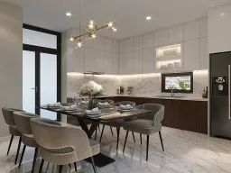 Phòng bếp, Phòng ăn - Nhà phố Đỗ Xuân Hợp Quận 9 - Phong cách Modern 