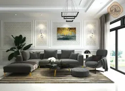 Phòng khách - Villa Mr Tòng 305m2 - Phong cách Neo Classic 
