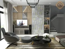 Phòng khách - Villa Mr Tòng 305m2 - Phong cách Neo Classic 