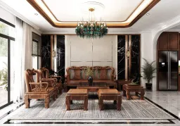 Phòng khách - Nhà phố KDC Lavilla Long An - Phong cách Neo Classic 