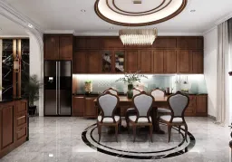 Phòng bếp, Phòng ăn - Nhà phố KDC Lavilla Long An - Phong cách Neo Classic 