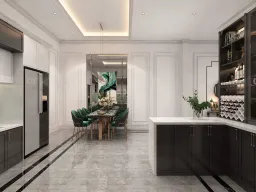 Phòng bếp, Phòng ăn - Nhà phố Long An - Phong cách Neo Classic 