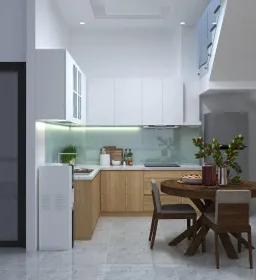 Phòng bếp, Phòng ăn - Nhà phố Gò Vấp - Phong cách Modern + Scandinavian 
