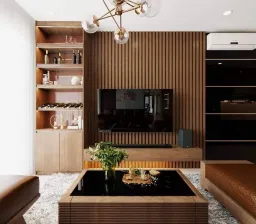 Phòng khách - Căn hộ Estella Quận 2 - Phong cách Mid-Century Modern 