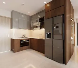 Phòng bếp - Căn hộ Estella Quận 2 - Phong cách Mid-Century Modern 