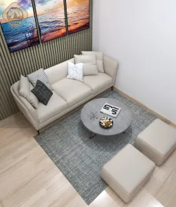 Phòng khách - Căn hộ Green Town Bình Tân 68m2 - Phong cách Scandinavian 