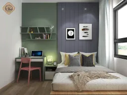 Phòng ngủ - Nhà mẫu Dự án Green Town Bình Tân 68m2 - Phong cách Color Block + Scandinavian 