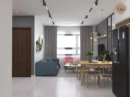 Phòng khách, Phòng ăn - Nhà mẫu Dự án Green Town Bình Tân 68m2 - Phong cách Color Block + Scandinavian 