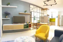 Phòng khách, Phòng bếp, Phòng ăn - Nhà mẫu Dự án Green Town Bình Tân - Phong cách Color Block + Scandinavian 