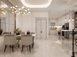 Phòng bếp, Phòng ăn - Nhà phố Nha Trang - Phong cách Neo Classic 