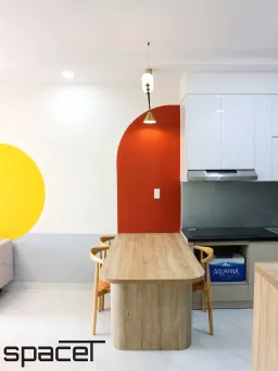Phòng ăn - Căn hộ Happy One 2PN - Phong cách Color Block 