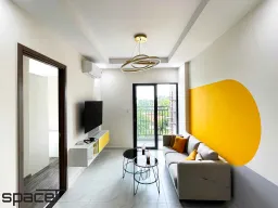 Phòng khách - Căn hộ Happy One 2PN - Phong cách Color Block 