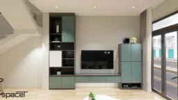 Phòng khách, Lối vào - Nhà phố Quận 12 108m2 - Phong cách Modern + Scandinavian 