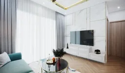 Phòng khách - Căn hộ Compass One Bình Dương 70m2 - Phong cách Neo Classic 