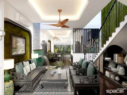 Phòng khách - Nhà phố Takara Residence Bình Dương - Phong cách Indochine 