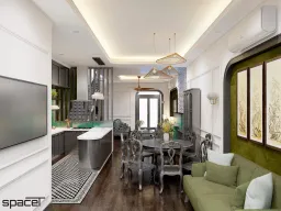 Phòng ăn - Nhà phố Takara Residence Bình Dương - Phong cách Indochine 