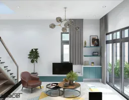 Phòng khách - Nhà phố Gò Vấp 132m2 - Phong cách Modern 
